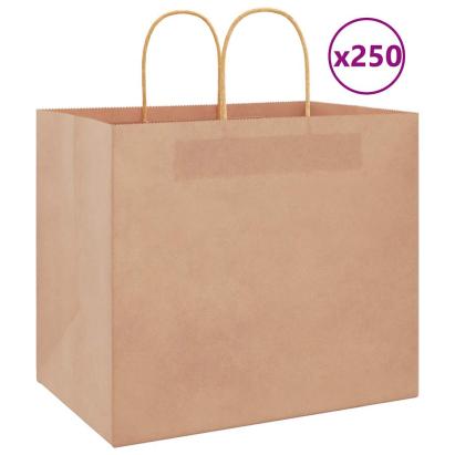 Pungi de hârtie 250 buc cu mânere maro 32x22x28 cm GartenMobel Dekor