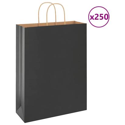Pungi de hârtie 250 buc cu mânere negre 32x12x42 cm GartenMobel Dekor