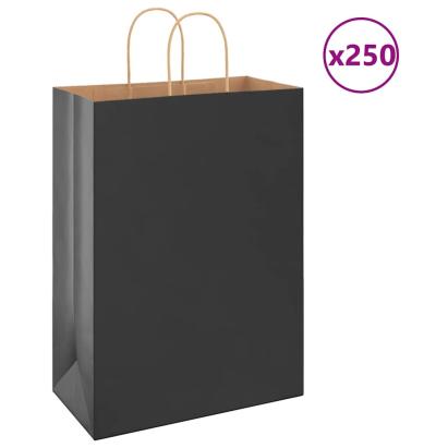 Pungi de hârtie 250 buc cu mânere negre 32x17x44 cm GartenMobel Dekor