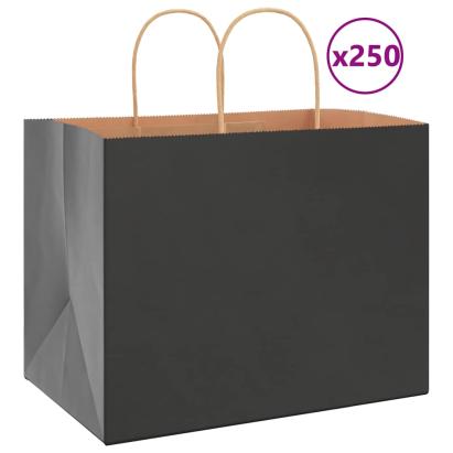 Pungi de hârtie 250 buc cu mânere negre 32x22x24 cm GartenMobel Dekor