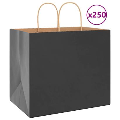 Pungi de hârtie 250 buc cu mânere negre 32x22x28 cm GartenMobel Dekor
