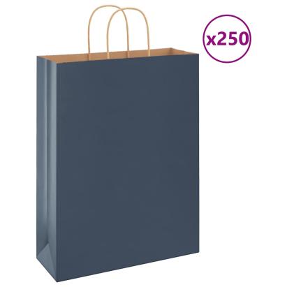 Saci de hârtie 250 buc cu mânere Albastru 32x12x42 cm GartenMobel Dekor