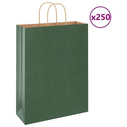 Saci de hârtie 250 buc cu mânere verde 32x12x42 cm GartenMobel Dekor