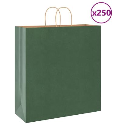 Saci de hârtie 250 buc cu mânere verde 45x17x48 cm GartenMobel Dekor