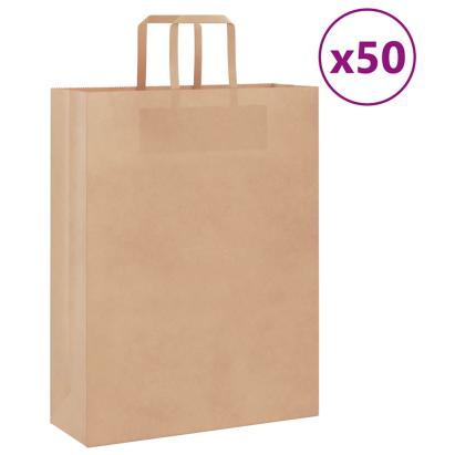 Pungi de hârtie 50 buc cu mânere maro 32x12x42 cm GartenMobel Dekor