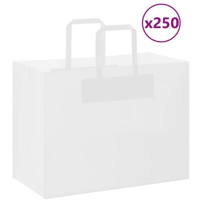 Pungi de hârtie 250 buc cu mânere albe 32x17x25 cm GartenMobel Dekor