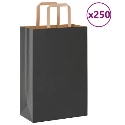 Pungi de hârtie 250 buc cu mânere negre 21x11x31 cm GartenMobel Dekor