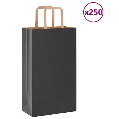 Pungi de hârtie 250 buc cu mânere negre 21x11x36 cm GartenMobel Dekor