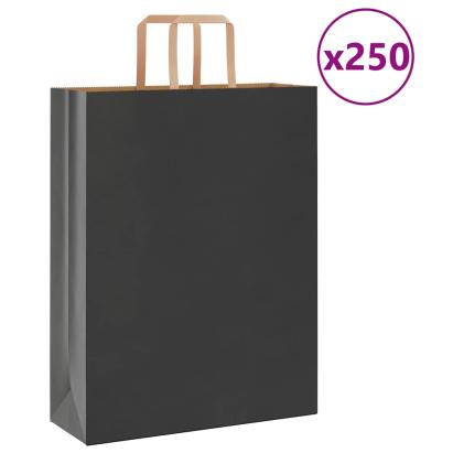 Pungi de hârtie 250 buc cu mânere negre 32x12x42 cm GartenMobel Dekor