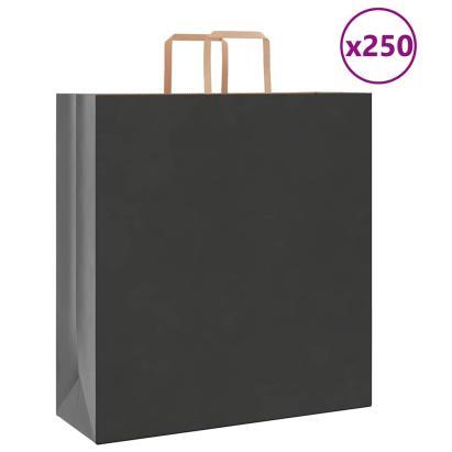 Pungi de hârtie 250 buc cu mânere negre 45x17x48 cm GartenMobel Dekor