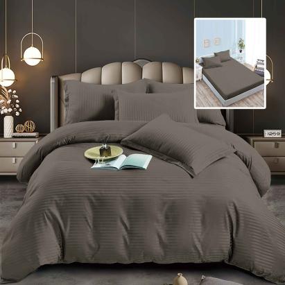 Set lenjerie de pat pentru 2 persoane XXL, Bumbac Damasc Policotton, 6 piese, Cearceaf pat cu elastic, Cearceaf pilota 200x230, Fete de perne 50x70 x 2, Fete de perne 70x70 x 2, 6DPH38 Relax KipRoom