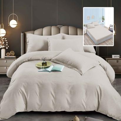 Set lenjerie de pat pentru 2 persoane XXL, Bumbac Damasc Policotton, 6 piese, Cearceaf pat cu elastic, Cearceaf pilota 200x230, Fete de perne 50x70 x 2, Fete de perne 70x70 x 2, 6DPH34 Relax KipRoom