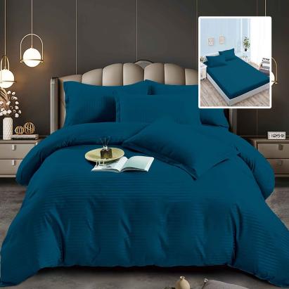 Set lenjerie de pat pentru 2 persoane XXL, Bumbac Damasc Policotton, 6 piese, Cearceaf pat cu elastic, Cearceaf pilota 200x230, Fete de perne 50x70 x 2, Fete de perne 70x70 x 2, 6DPH26 Relax KipRoom