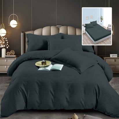 Set lenjerie de pat pentru 2 persoane XXL, Bumbac Damasc Policotton, 6 piese, Cearceaf pat cu elastic, Cearceaf pilota 200x230, Fete de perne 50x70 x 2, Fete de perne 70x70 x 2, 6DPH21 Relax KipRoom