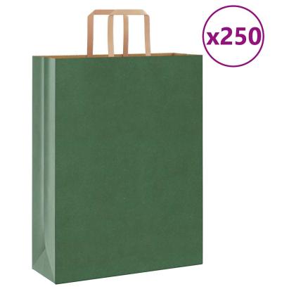 Saci de hârtie 250 buc cu mânere verde 32x12x42 cm GartenMobel Dekor