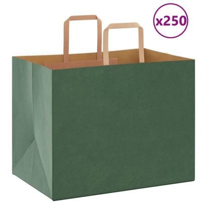 Saci de hârtie 250 buc cu mânere verde 32x22x24 cm GartenMobel Dekor