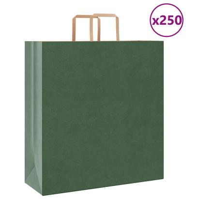 Saci de hârtie 250 buc cu mânere verde 45x17x48 cm GartenMobel Dekor