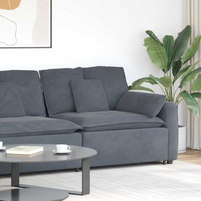 Modul modular capăt pentru cotieră canapea cu perne gri închis GartenMobel Dekor