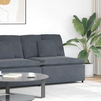 Modul central canapea modulară cu perne gri închis 100 cm GartenMobel Dekor