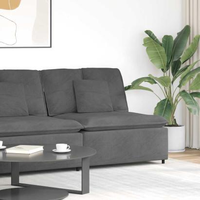 Modul central canapea modulară cu perne gri închis 100 cm GartenMobel Dekor