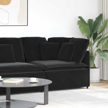 Modul de colț pentru canapea modulară cu perne, negru, 100 cm GartenMobel Dekor