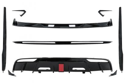 Pachet Exterior Complet de Extensii Tesla Model 3 (2023-up) Prelungire Bara Fata cu Difuzor de aer si Eleron Negru Lucios Performance AutoTuning