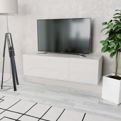 Comodă TV, alb extralucios, 120x40x34 cm, PAL GartenMobel Dekor
