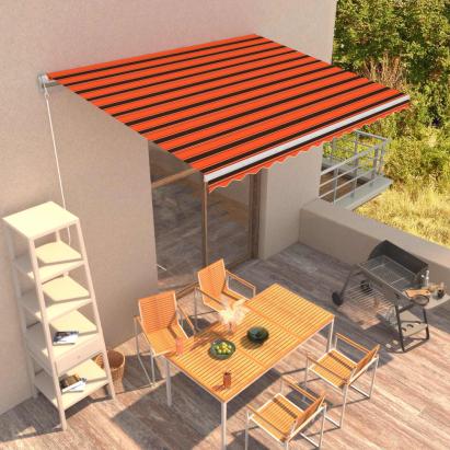Copertină retractabilă manual, portocaliu & maro, 400 x 300 cm GartenMobel Dekor