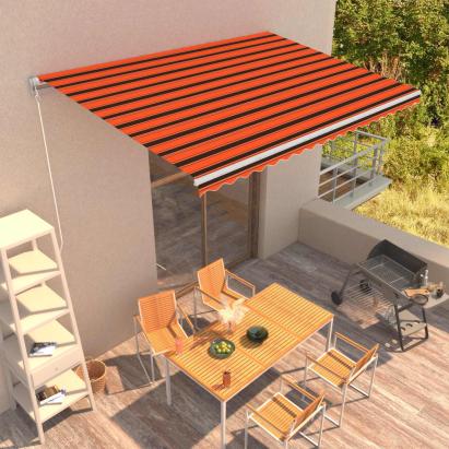 Copertină retractabilă manual, portocaliu & maro, 450 x 300 cm GartenMobel Dekor