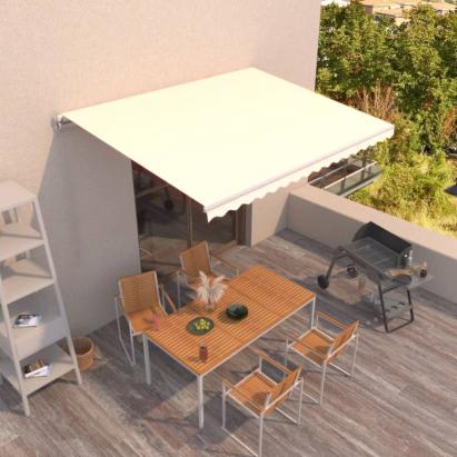 Copertină retractabilă manual, crem, 400x350 cm GartenMobel Dekor