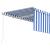 Copertină retractabilă manual cu stor, albastru&alb, 4x3 m GartenMobel Dekor