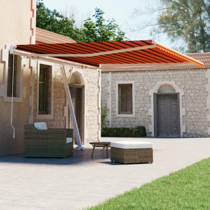 Copertină retractabilă manual, portocaliu și maro, 400x300 cm GartenMobel Dekor
