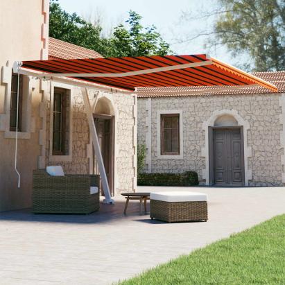 Copertină autonomă retractabilă manual, oranj/maro, 450x300 cm GartenMobel Dekor