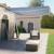 Copertină autonomă retractabilă manual, albastru/alb, 400x350cm GartenMobel Dekor