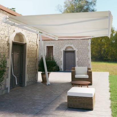 Copertină retractabilă manual, crem, 600x350 cm GartenMobel Dekor