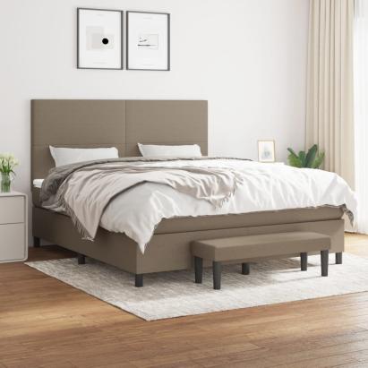 Pat box spring cu saltea, gri taupe, 160x200 cm material textil GartenMobel Dekor