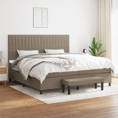 Pat box spring cu saltea, gri taupe, 200x200 cm, textil GartenMobel Dekor