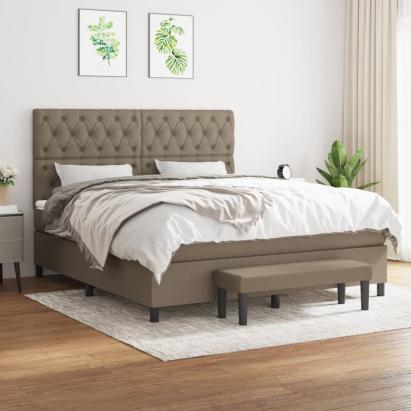 Pat box spring cu saltea, gri taupe, 160x200 cm material textil GartenMobel Dekor