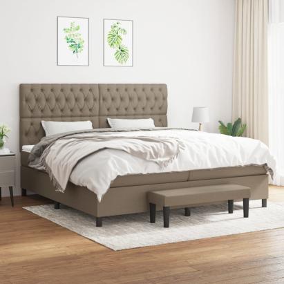 Pat box spring cu saltea, gri taupe, 200x200 cm, textil GartenMobel Dekor