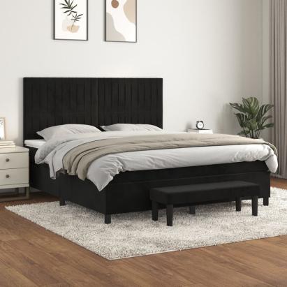 Pat box spring cu saltea, negru, 180x200 cm, catifea GartenMobel Dekor