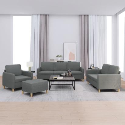 Set de canapele cu perne, 4 piese, gri închis, textil GartenMobel Dekor