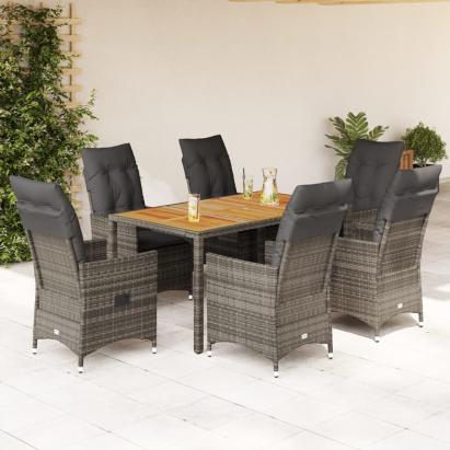 Set mobilier de grădină cu perne, 7 piese, gri, poliratan GartenMobel Dekor