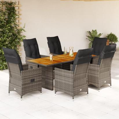 Set mobilier de grădină cu perne, 7 piese, gri, poliratan GartenMobel Dekor