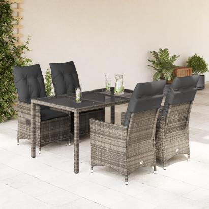 Set mobilier de grădină cu perne, 5 piese, gri, poliratan GartenMobel Dekor