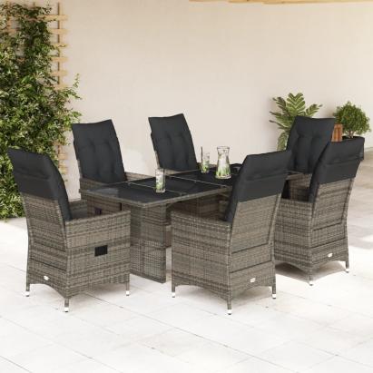 Set mobilier de grădină cu perne, 7 piese, gri, poliratan GartenMobel Dekor