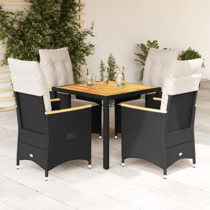 Set mobilier de grădină cu perne, 5 piese, negru, poliratan GartenMobel Dekor