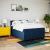 Pat box spring cu saltea, albastru, 140x200 cm, textil GartenMobel Dekor