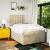 Pat box spring cu saltea, crem, 120x200 cm, textil GartenMobel Dekor