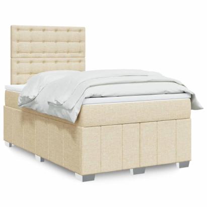 Pat box spring cu saltea, crem, 120x200 cm, textil GartenMobel Dekor