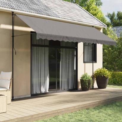 Copertină retractabilă, antracit, 400x150 cm, textil și oțel GartenMobel Dekor